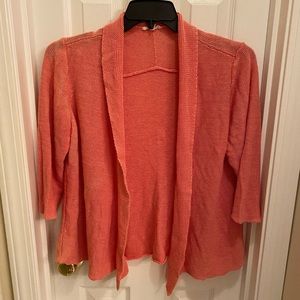 Eileen fisher 100% hemp open front pink slouchy cardigan sweater beach minimal